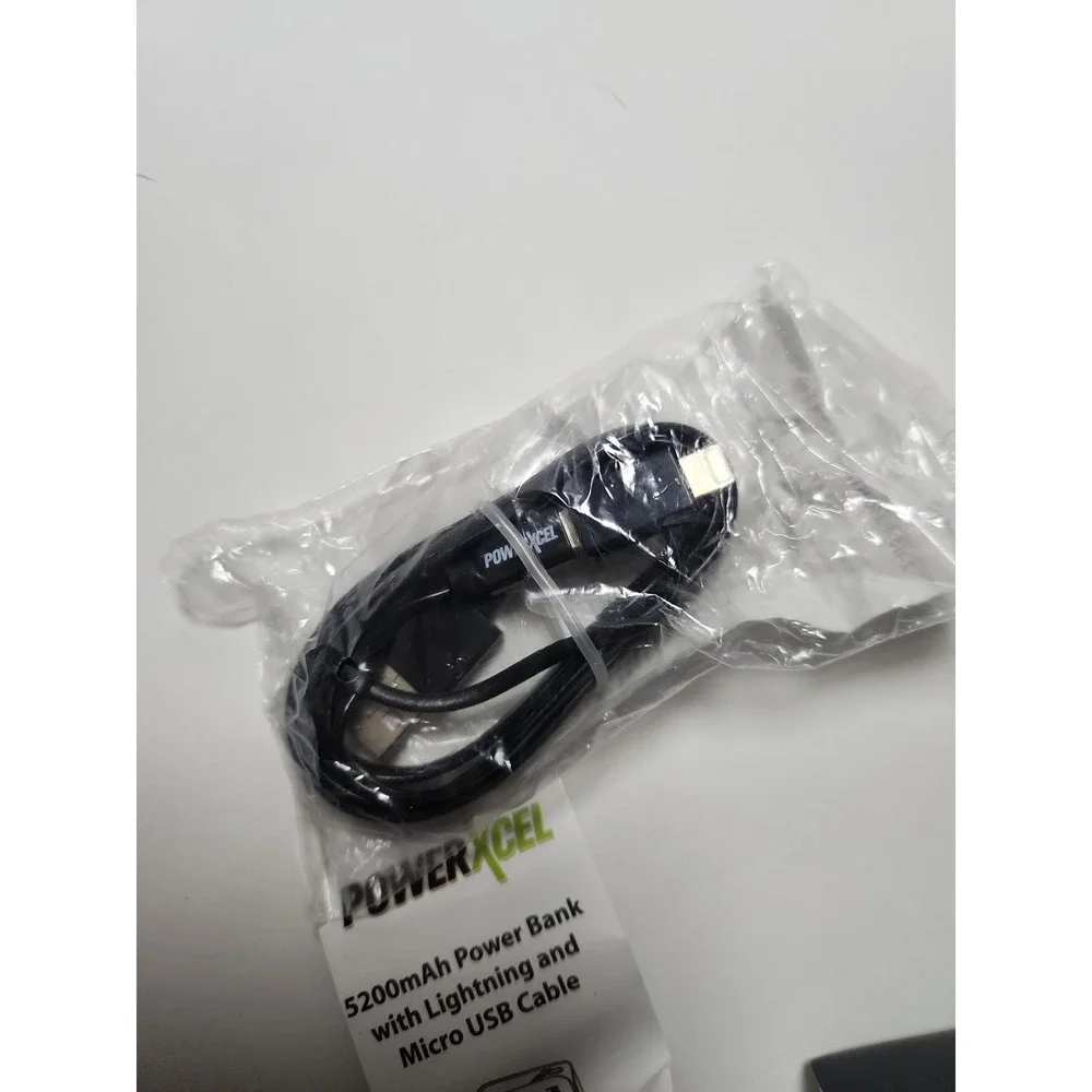 PowerXcel Power Bank Black, 5200 mAh Rapid Charge Portable Charger Thin - NEW